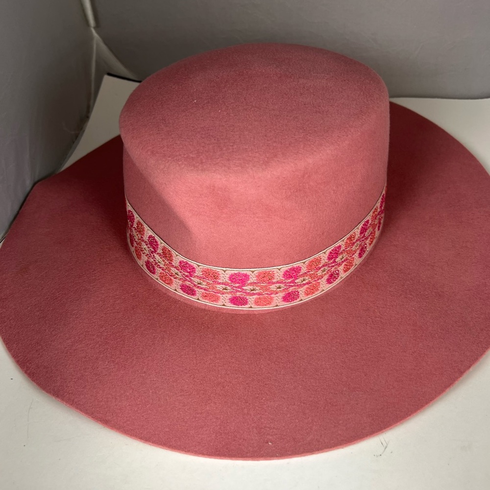 Lack of Color Wide Brimmed Rose Pink Hat XLarge 61 Australian Wool - Picture 2 of 5